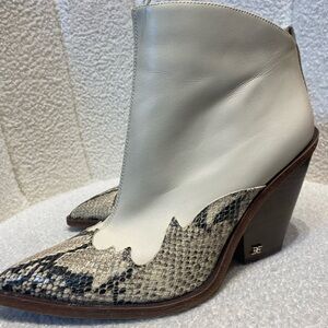 Sam Edelman White and Snakeskin Ankle Boots